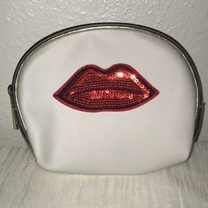 VS white make up or cosmetic bag with red lip